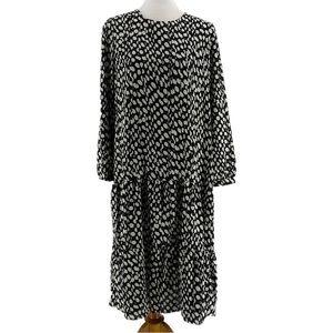 Plushe Black Dot Patterned Flowy Maxi Dress